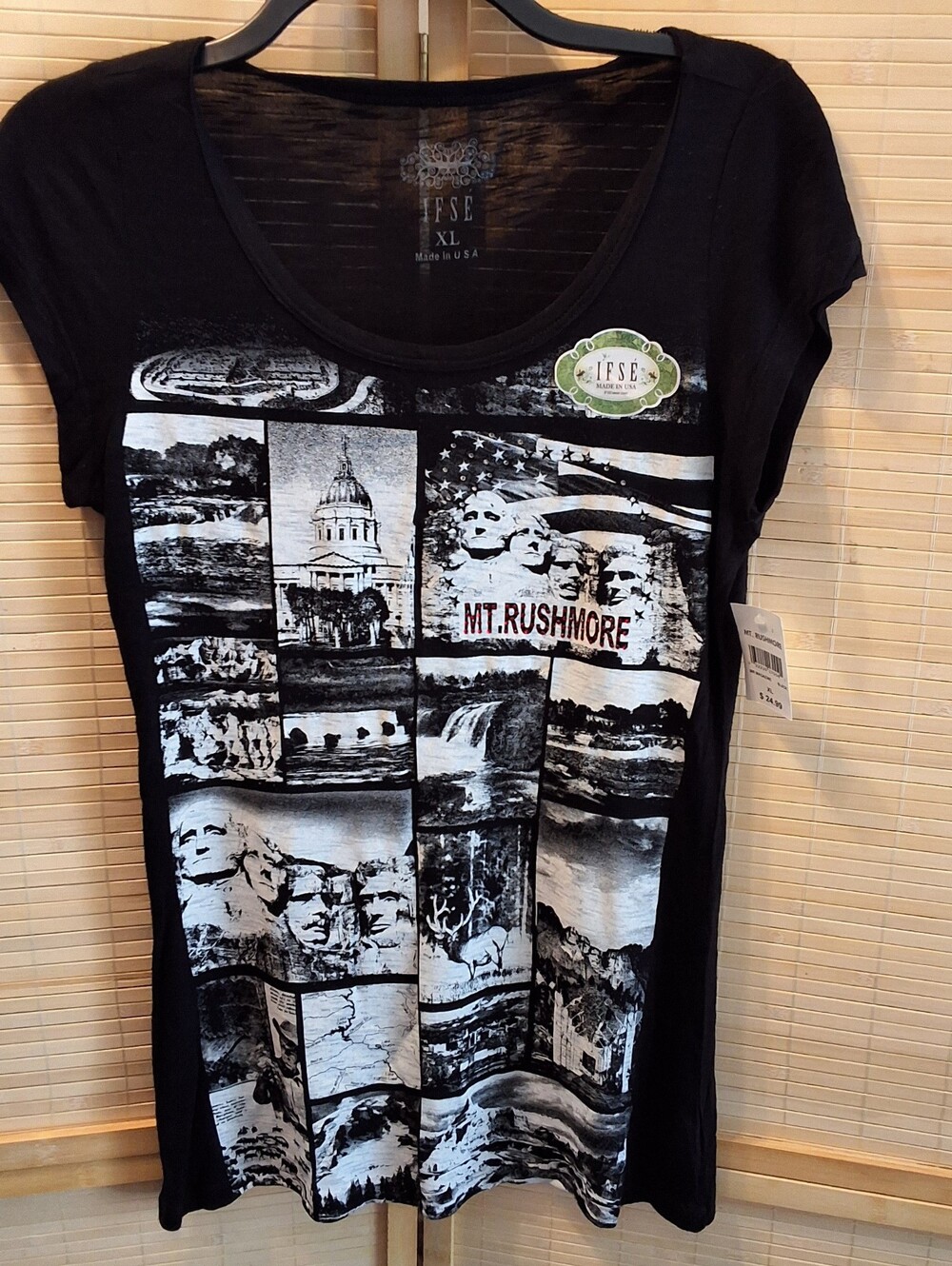 Black Mt. Rushmore Graphic Scoop Neck Tee-NWT